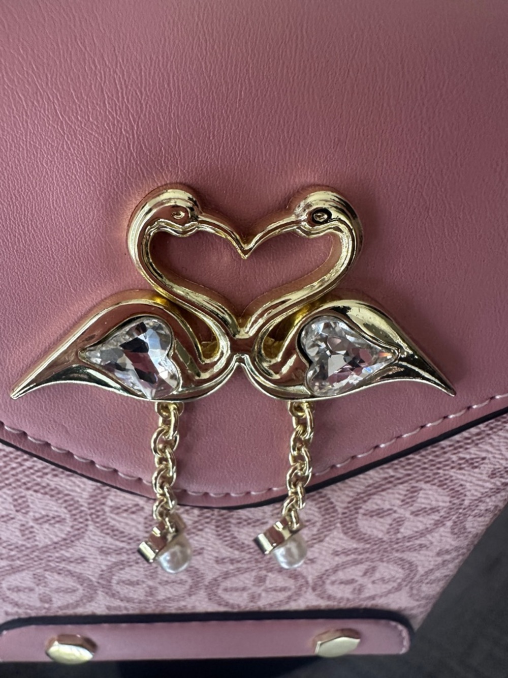 Cute Pink Swan Crossbody Bag Small Structured Purse